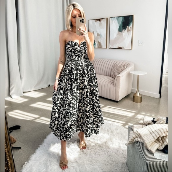 H&M PATTERNED BANDEAU DRESS Size XS NWT - Picture 4 of 13